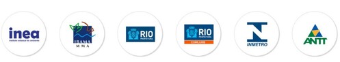 Logotipos do INEA, Comlurb, IBAMA, ANTT e Inmetro